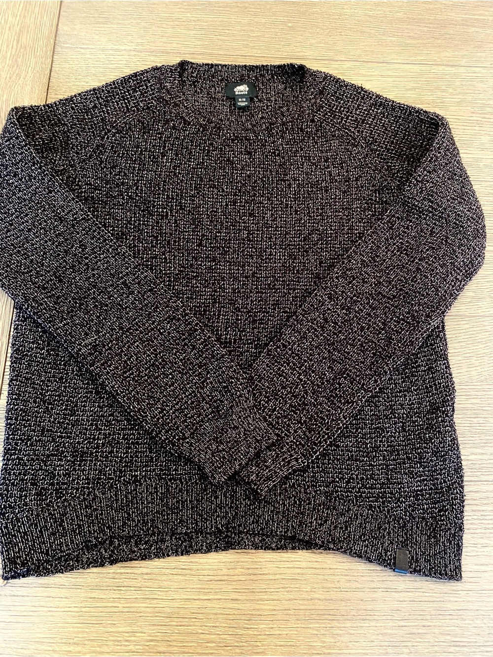 Roots Crewneck Marled Knit Sweater - Black/Brown